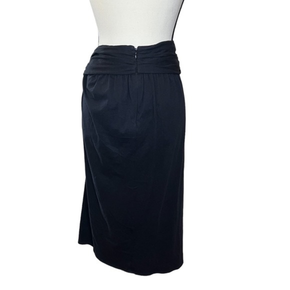 Theory Black Pencil Foldover Skirt with Ruching - Picture 4 of 9